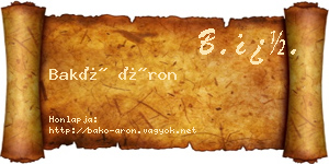 Bakó Áron névjegykártya